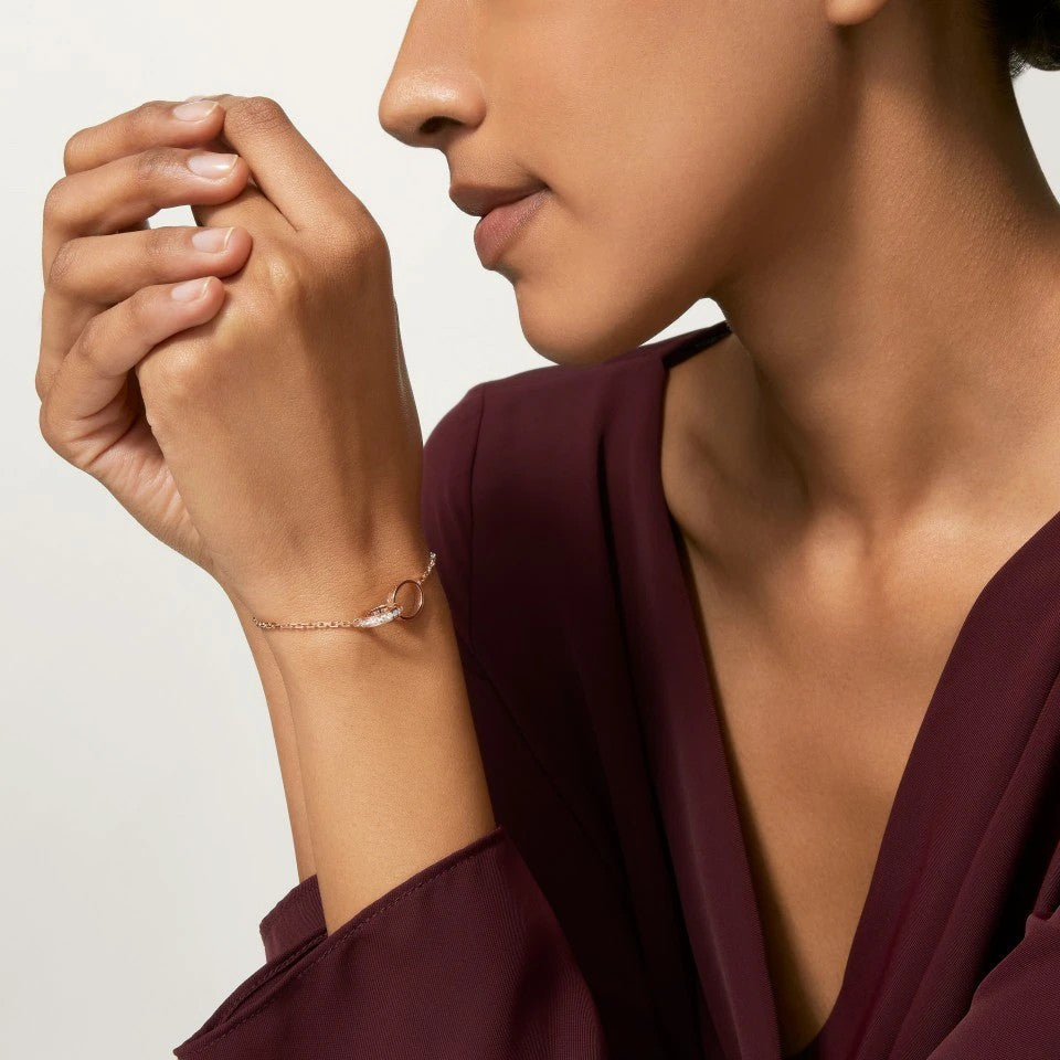 [⭐Spark]LOVE DOUBLE RING HALF DIAMOND BRACELET