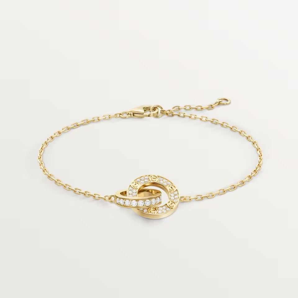 [⭐Spark]LOVE DOUBLE RING FULL DIAMOND BRACELET