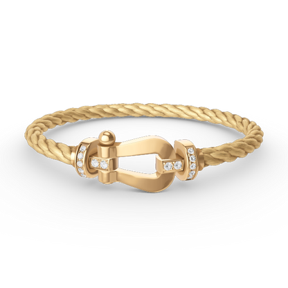 [⭐Spark]FORCE LARGE HORSESHOE HALF DIAMOND BRACELET GOLD