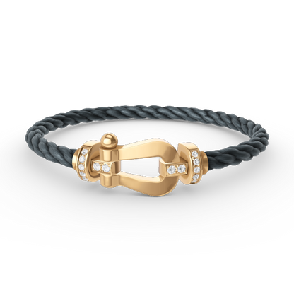 [⭐Spark]FORCE LARGE HORSESHOE HALF DIAMOND BRACELET GOLD
