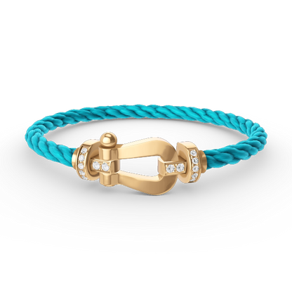 [⭐Spark]FORCE LARGE HORSESHOE HALF DIAMOND BRACELET GOLD