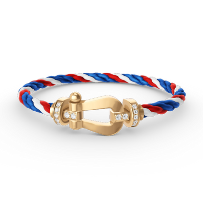 [⭐Spark]FORCE LARGE HORSESHOE HALF DIAMOND BRACELET GOLD