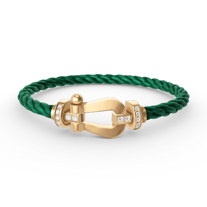 [⭐Spark]FORCE LARGE HORSESHOE HALF DIAMOND BRACELET GOLD