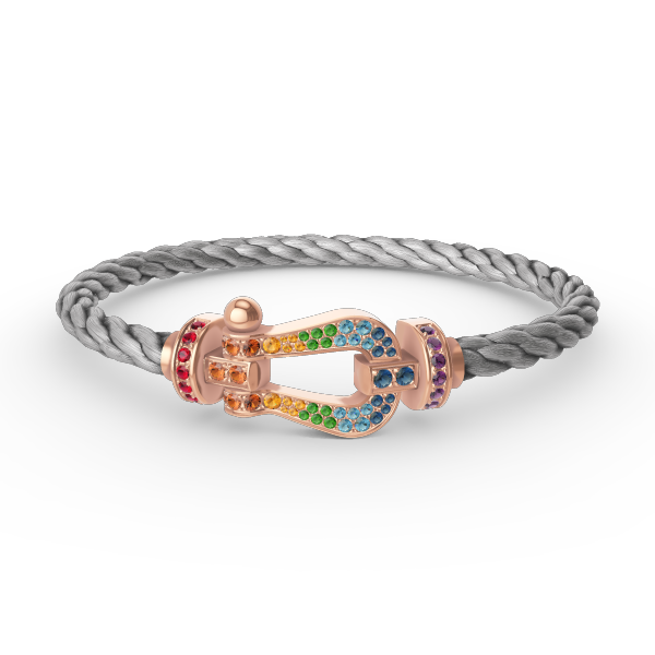 [⭐Spark]FORCE LARGE HORSESHOE  COLORED DIAMOND BRACELET ROSE GOLD