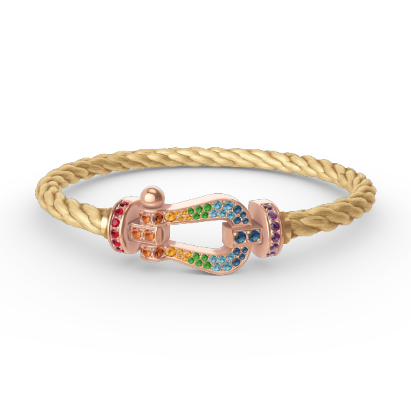 [⭐Spark]FORCE LARGE HORSESHOE  COLORED DIAMOND BRACELET ROSE GOLD
