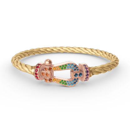[⭐Spark]FORCE LARGE HORSESHOE  COLORED DIAMOND BRACELET ROSE GOLD