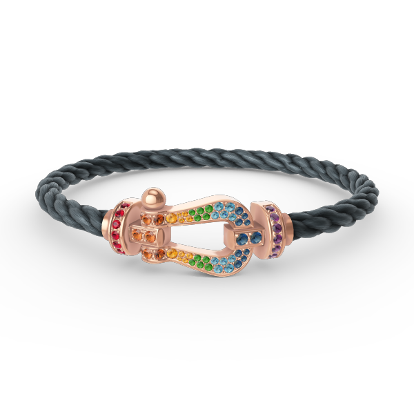 [⭐Spark]FORCE LARGE HORSESHOE  COLORED DIAMOND BRACELET ROSE GOLD