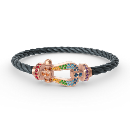 [⭐Spark]FORCE LARGE HORSESHOE  COLORED DIAMOND BRACELET ROSE GOLD