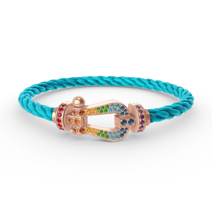 [⭐Spark]FORCE LARGE HORSESHOE  COLORED DIAMOND BRACELET ROSE GOLD