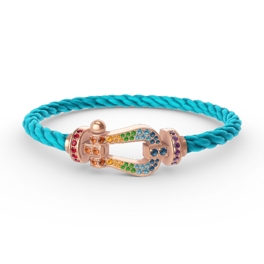 [⭐Spark]FORCE LARGE HORSESHOE  COLORED DIAMOND BRACELET ROSE GOLD