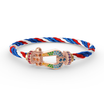 [⭐Spark]FORCE LARGE HORSESHOE  COLORED DIAMOND BRACELET ROSE GOLD