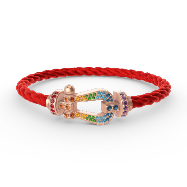 [⭐Spark]FORCE LARGE HORSESHOE  COLORED DIAMOND BRACELET ROSE GOLD