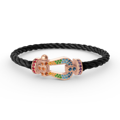 [⭐Spark]FORCE LARGE HORSESHOE  COLORED DIAMOND BRACELET ROSE GOLD