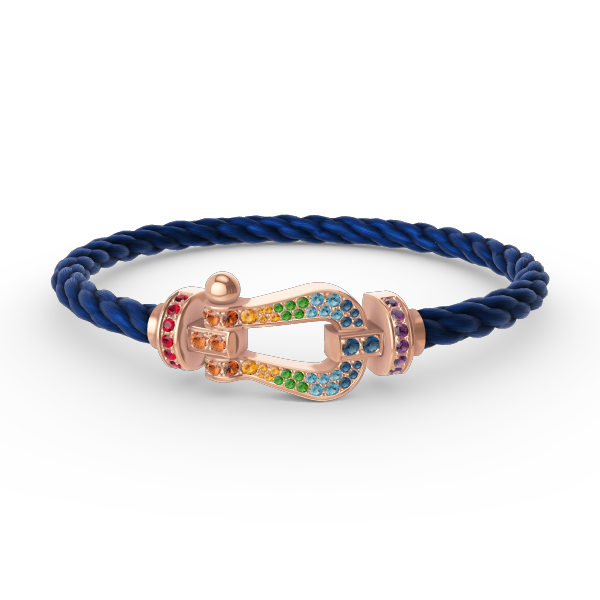 [⭐Spark]FORCE LARGE HORSESHOE  COLORED DIAMOND BRACELET ROSE GOLD