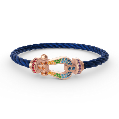 [⭐Spark]FORCE LARGE HORSESHOE  COLORED DIAMOND BRACELET ROSE GOLD