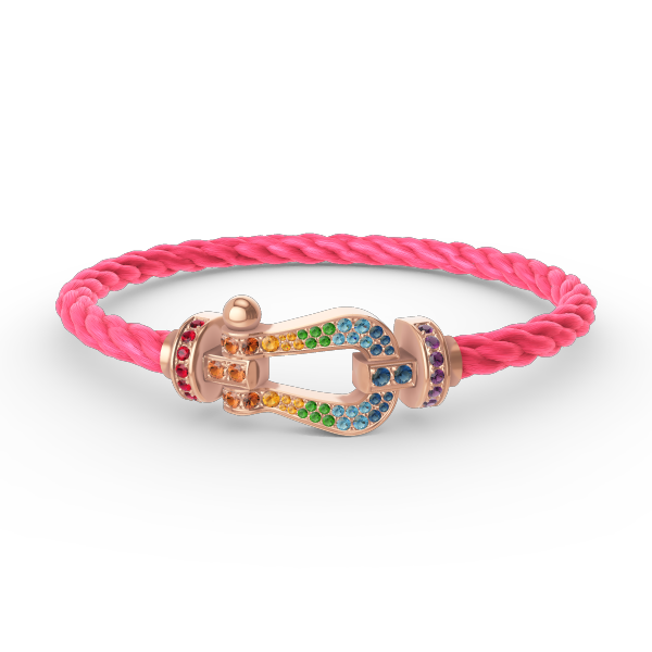 [⭐Spark]FORCE LARGE HORSESHOE  COLORED DIAMOND BRACELET ROSE GOLD