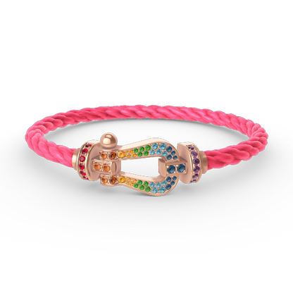[⭐Spark]FORCE LARGE HORSESHOE  COLORED DIAMOND BRACELET ROSE GOLD