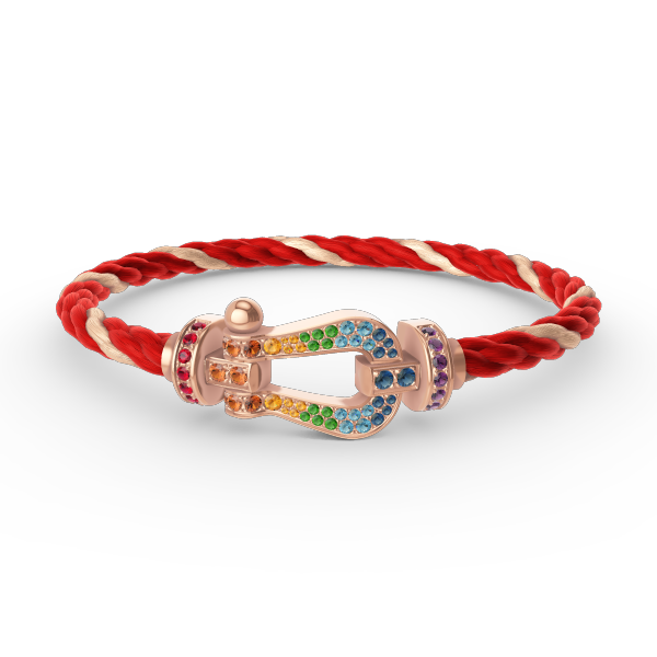 [⭐Spark]FORCE LARGE HORSESHOE  COLORED DIAMOND BRACELET ROSE GOLD