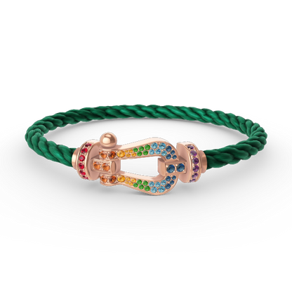 [⭐Spark]FORCE LARGE HORSESHOE  COLORED DIAMOND BRACELET ROSE GOLD