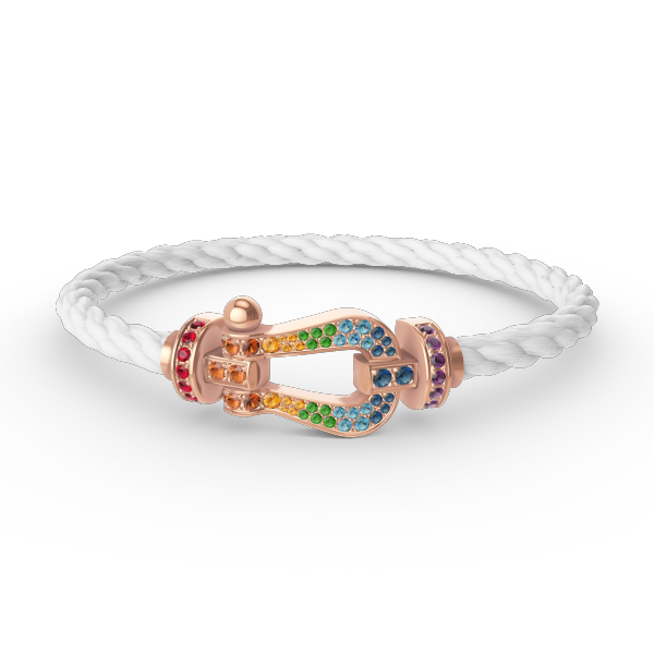 [⭐Spark]FORCE LARGE HORSESHOE  COLORED DIAMOND BRACELET ROSE GOLD