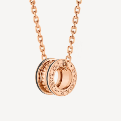 [⭐Spark]ZERO 1 ROCK PEDANT PINK GOLD BLACK NECKLACE