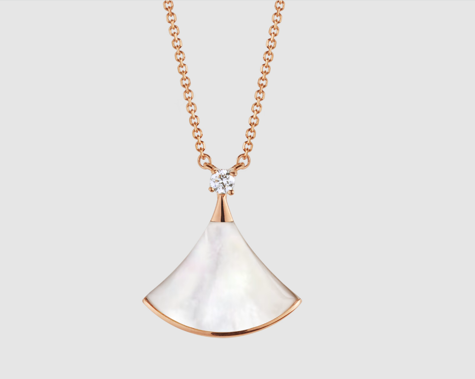 [⭐Spark]DREAM NECKLACE WHITE MOP PINK GOLD 1 DIAMOND