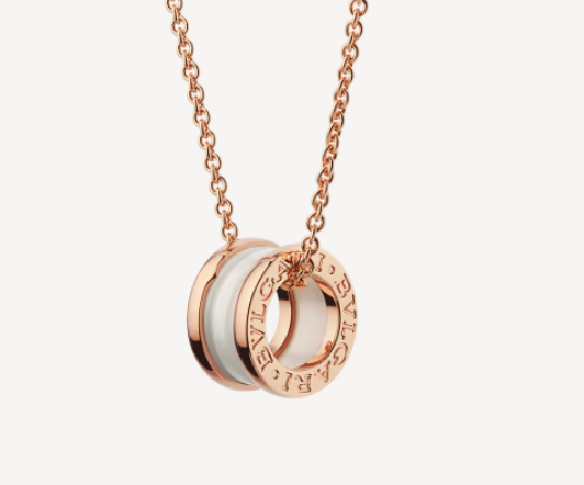 [⭐Spark]ZERO 1 WHITE CERAMIC PINK GOLD NECKLACE