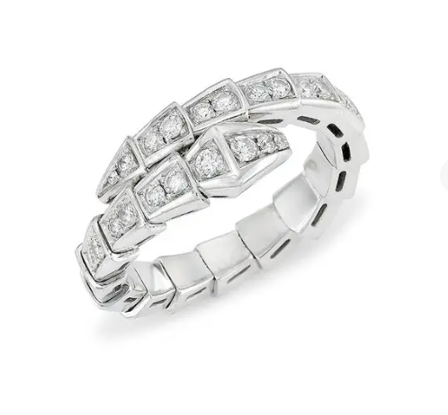 [⭐Spark]SERPENTI RING SILVER DIAMOND PAVED 4MM