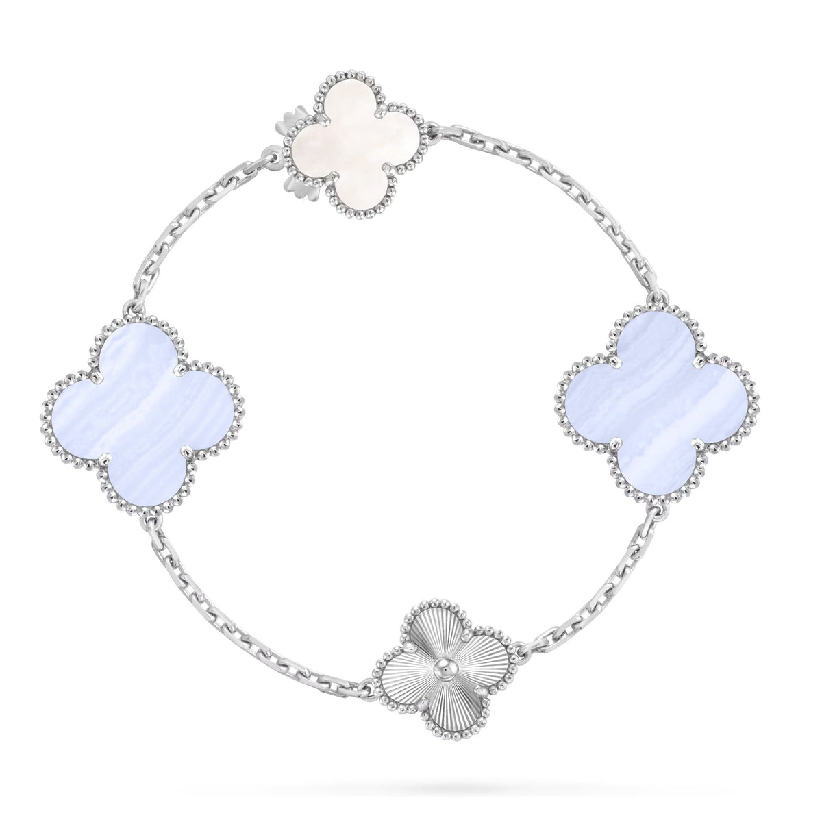 [⭐Spark]DETACHABLE CLOVER 15(11+4) FLOWER SILVER NECKLACE SET