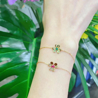 [⭐Spark]FRIVOLE GOLD FLOWER PINK MALACHITE BRACELET