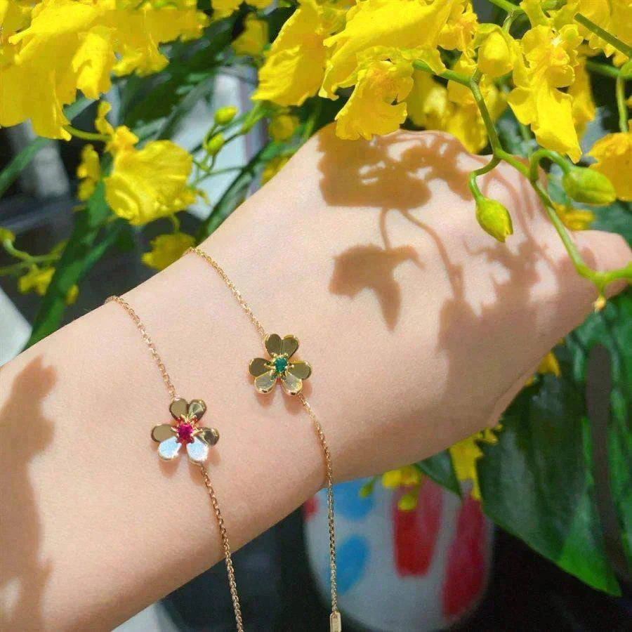 [⭐Spark]FRIVOLE GOLD FLOWER PINK MALACHITE BRACELET