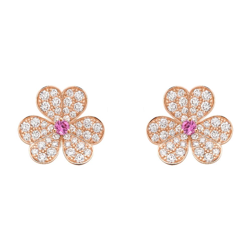 [⭐Spark]FRIVOLE PINK GOLD FLOWER DIAMOND EARRINGS