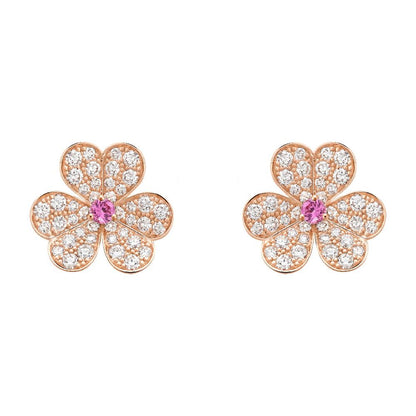 [⭐Spark]FRIVOLE PINK GOLD FLOWER DIAMOND EARRINGS