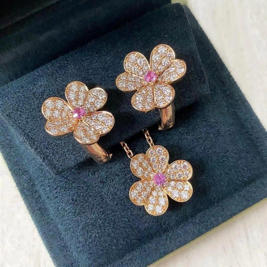 [⭐Spark]FRIVOLE ROSE GOLD FLOWER DIAMOND NECKLACE