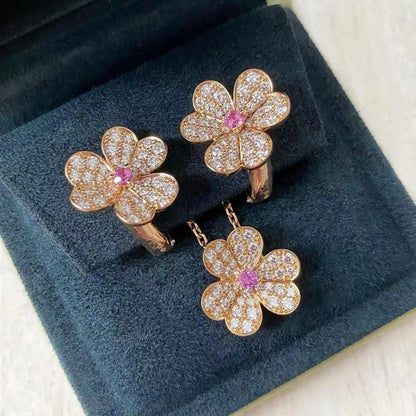 [⭐Spark]FRIVOLE ROSE GOLD FLOWER DIAMOND NECKLACE