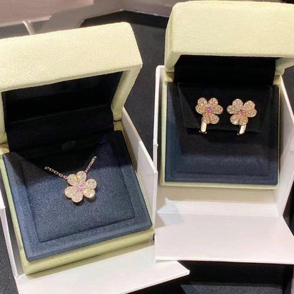 [⭐Spark]FRIVOLE PINK GOLD FLOWER DIAMOND EARRINGS