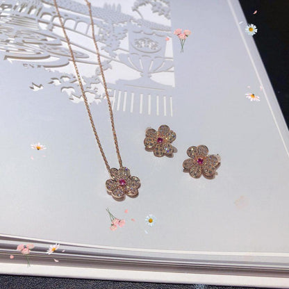 [⭐Spark]FRIVOLE PINK GOLD FLOWER DIAMOND EARRINGS