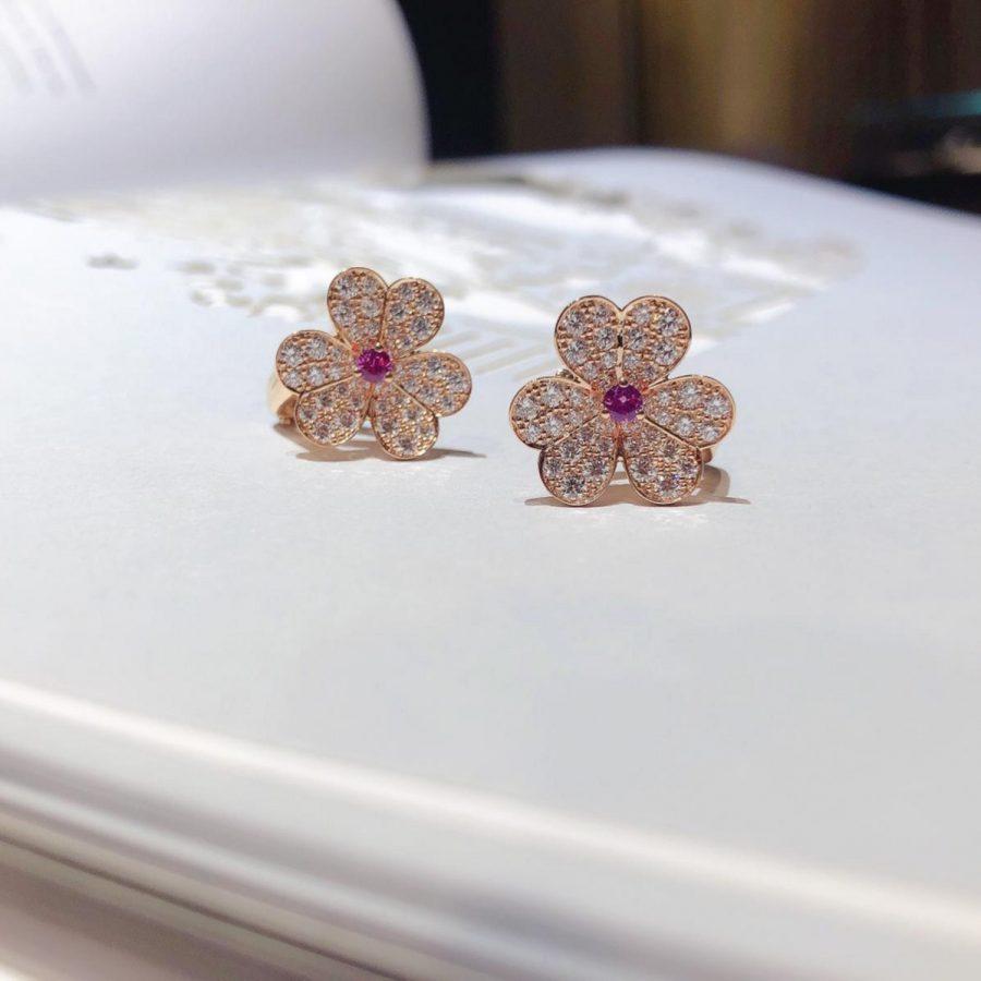 [⭐Spark]FRIVOLE PINK GOLD FLOWER DIAMOND EARRINGS
