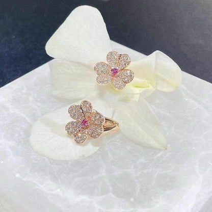 [⭐Spark]FRIVOLE PINK GOLD FLOWER DIAMOND EARRINGS