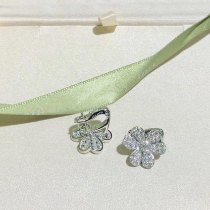 [⭐Spark]FRIVOLE SILVER FLOWER DIAMOND EARRINGS