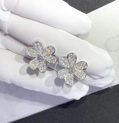 [⭐Spark]FRIVOLE SILVER FLOWER DIAMOND EARRINGS