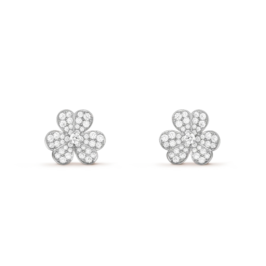 [⭐Spark]FRIVOLE SILVER FLOWER DIAMOND EARRINGS