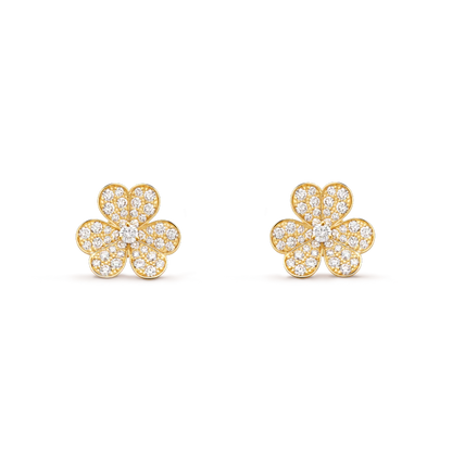 [⭐Spark]FRIVOLE GOLD FLOWER DIAMOND EARRINGS