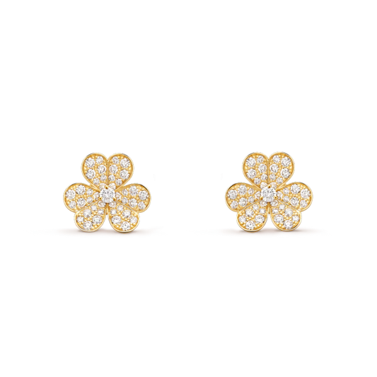 [⭐Spark]FRIVOLE GOLD FLOWER DIAMOND EARRINGS