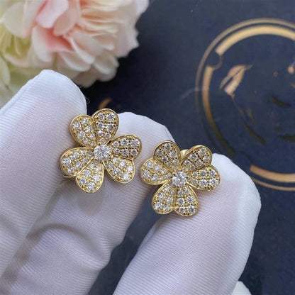[⭐Spark]FRIVOLE GOLD FLOWER DIAMOND EARRINGS