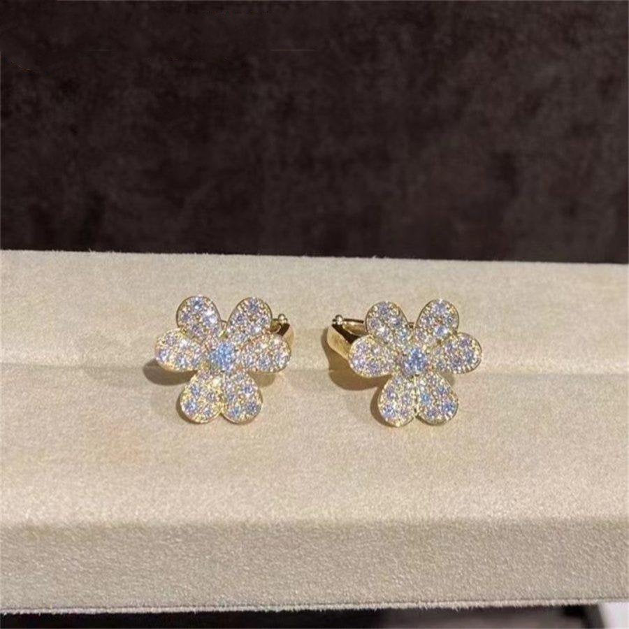 [⭐Spark]FRIVOLE GOLD FLOWER DIAMOND EARRINGS
