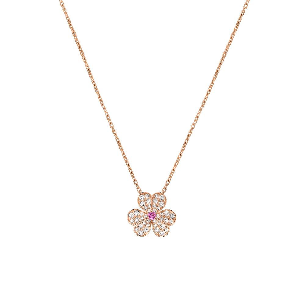 [⭐Spark]FRIVOLE ROSE GOLD FLOWER DIAMOND NECKLACE