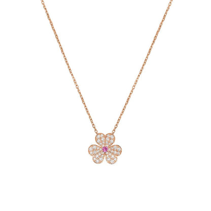 [⭐Spark]FRIVOLE ROSE GOLD FLOWER DIAMOND NECKLACE