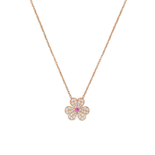 [⭐Spark]FRIVOLE ROSE GOLD FLOWER DIAMOND NECKLACE