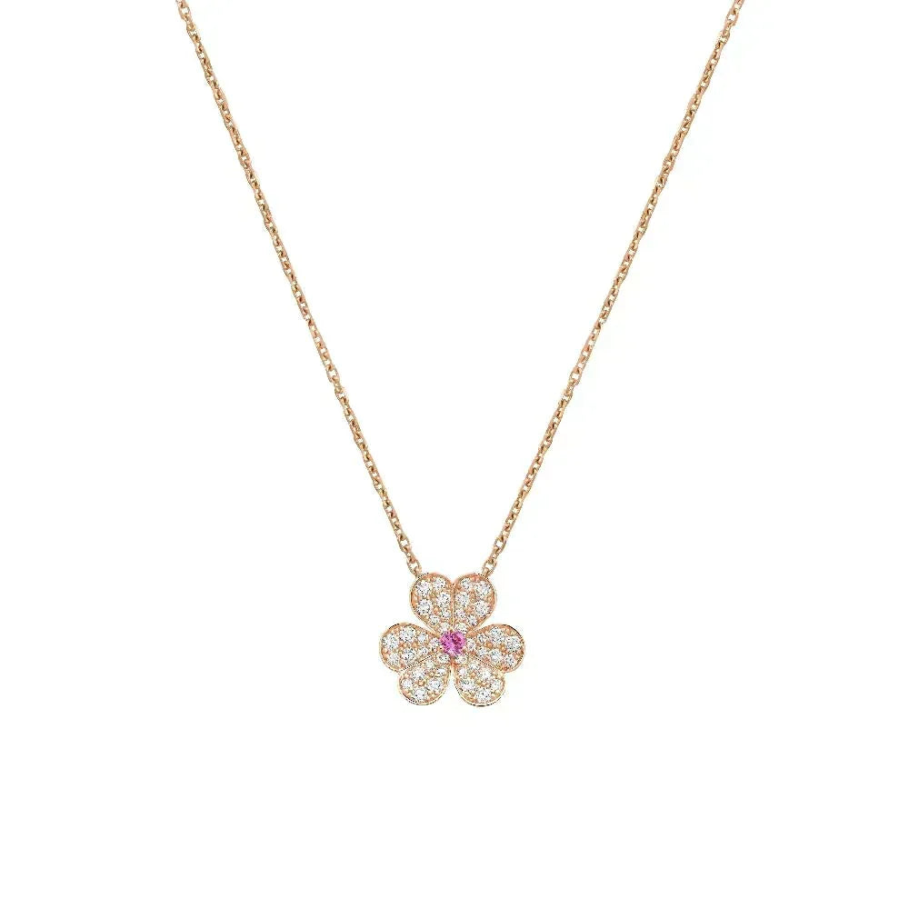 [⭐Spark]FRIVOLE ROSE GOLD FLOWER DIAMOND NECKLACE